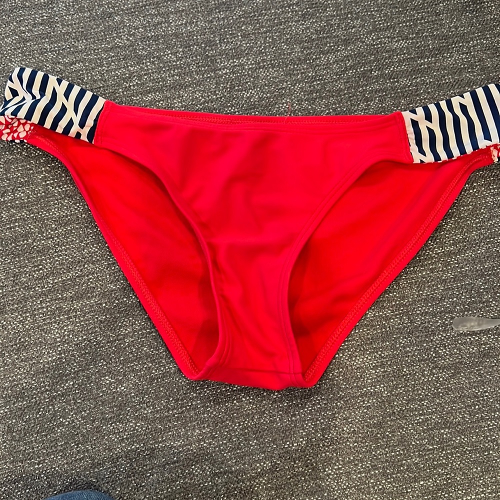 Swim bottom red with side blue and white detail